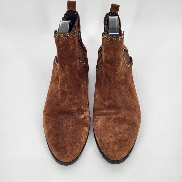 Kanna Genuine Suede Leather Chelsea Ankle Booties Side Zip Tan Brown Size 40 9 - Picture 8 of 10